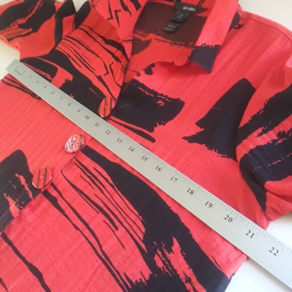 Ali Miles women's size M red and black artsy blouse - Picture 7 of 16